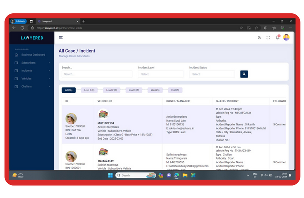 Track incident of subscribers